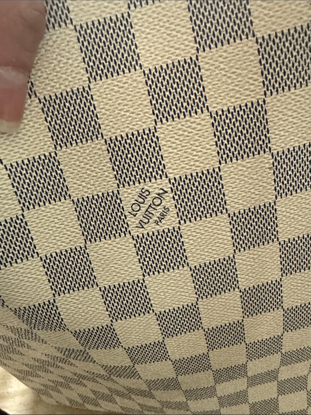 Louis Vuitton Damier Azur Canvas Tote in Cream and Brown Trim - Picture 7 of 8
